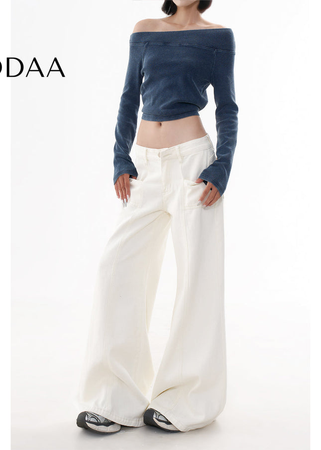 Red High Waist Wide Leg Jeans for Women This Spring - XS / White - Women’s Jeans
