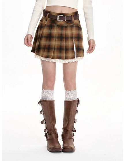 Red High-Waisted Pleated A-Line Skirt for Women - S / Yellow - Skirts