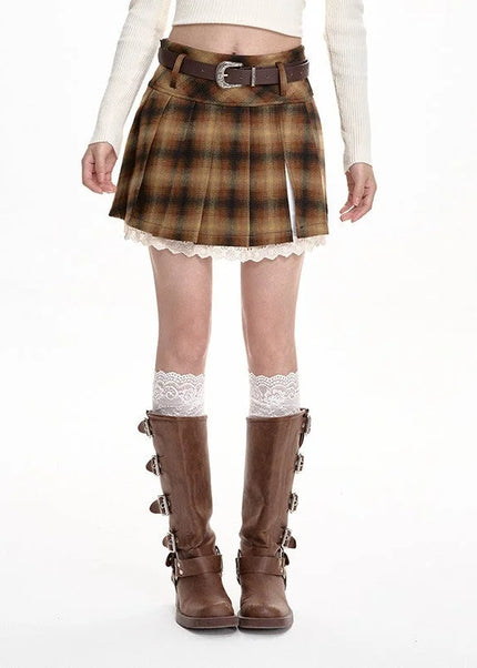 Red High-Waisted Pleated A-Line Skirt for Women - S / Yellow - Skirts