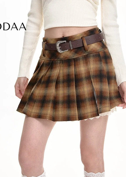 Red High-Waisted Pleated A-Line Skirt for Women - Skirts
