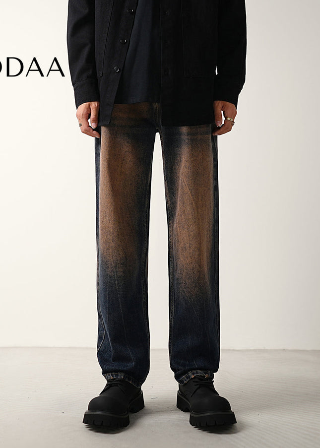 Red Nostalgic Wash Loose Straight Leg Jeans - 28 / Black - Men’s Jeans