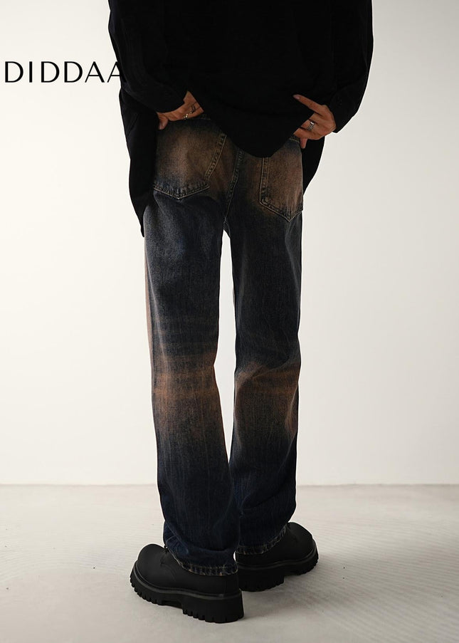 Red Nostalgic Wash Loose Straight Leg Jeans - Men’s Jeans