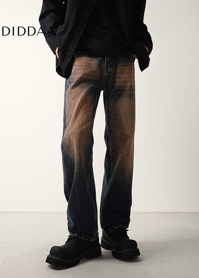 Red Nostalgic Wash Loose Straight Leg Jeans - Men’s Jeans