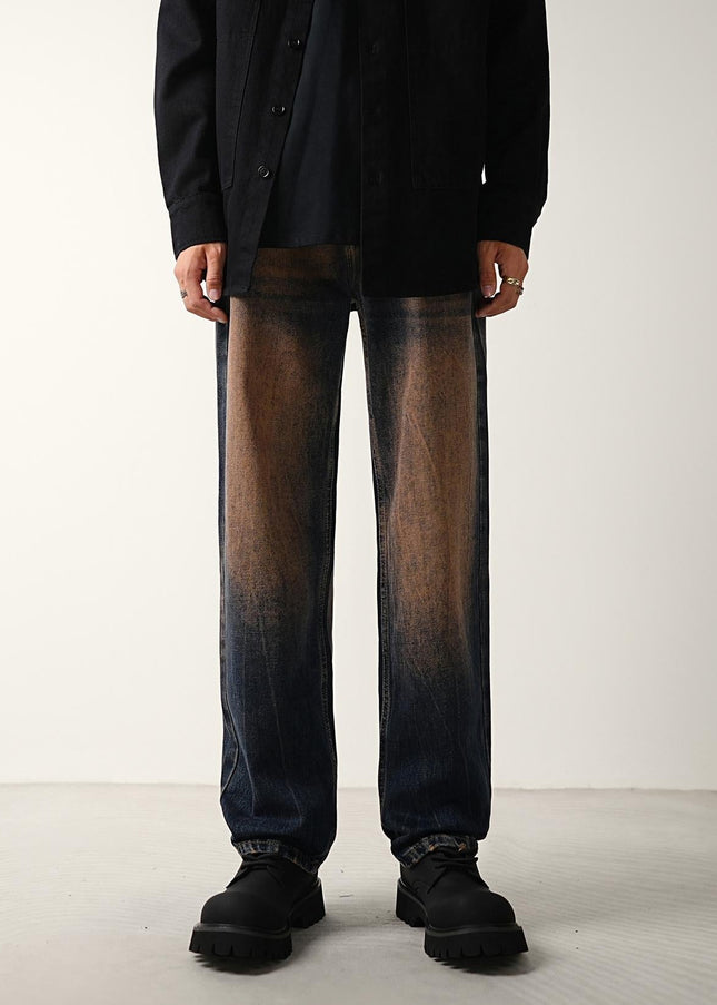 Red Nostalgic Wash Loose Straight Leg Jeans - Men’s Jeans