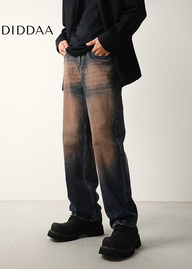 Red Nostalgic Wash Loose Straight Leg Jeans - Men’s Jeans