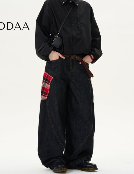 Red Vintage Patchwork Loose Fit Jeans - XS / Black - Men’s Jeans