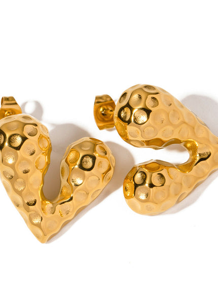 European and American Internet celebrity pop earrings 18K gold stainless steel personality liquid love heart shaped stud earrings design sense earrings wholesale