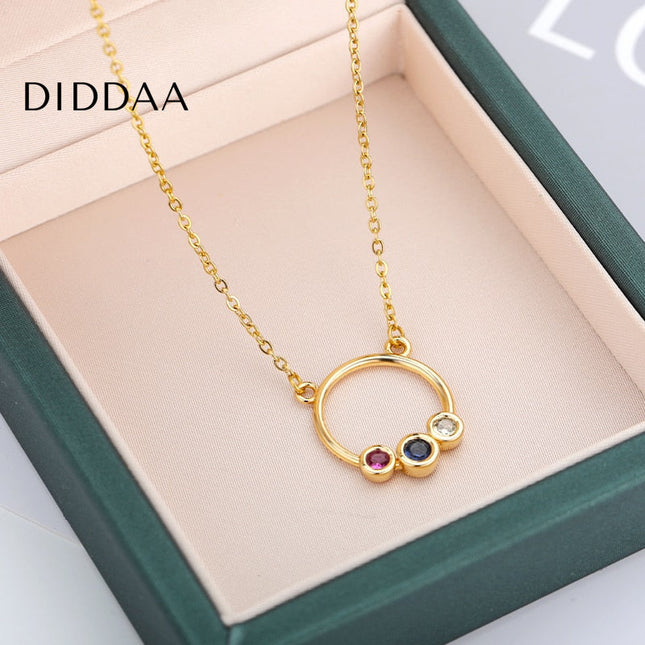 Remnant Pendant Necklace | Gold Zirconia Hollow Ring Chain - Necklaces