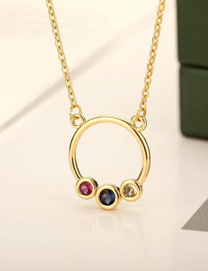 Remnant Pendant Necklace | Gold Zirconia Hollow Ring Chain - Gold - Necklaces