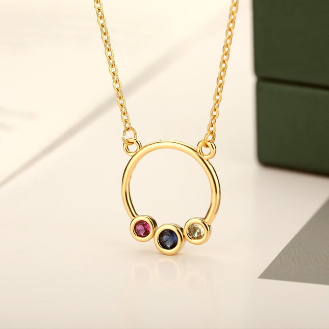 Remnant Pendant Necklace | Gold Zirconia Hollow Ring Chain - Gold - Necklaces