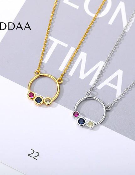 Remnant Pendant Necklace | Gold Zirconia Hollow Ring Chain - Silver - Necklaces
