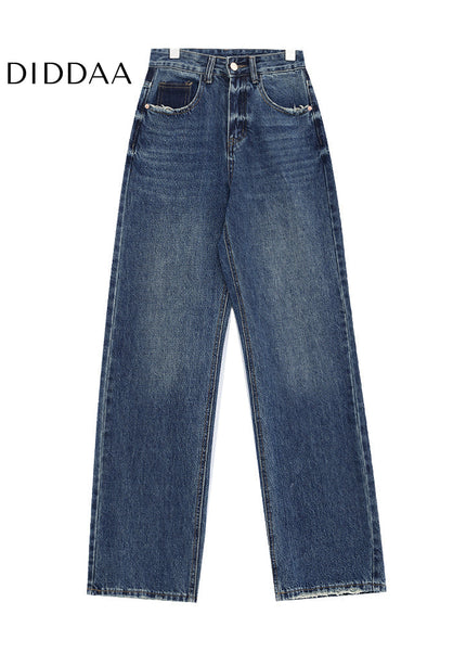 Retro Blue High Waist Wide Leg Casual Jeans - Women’s Jeans