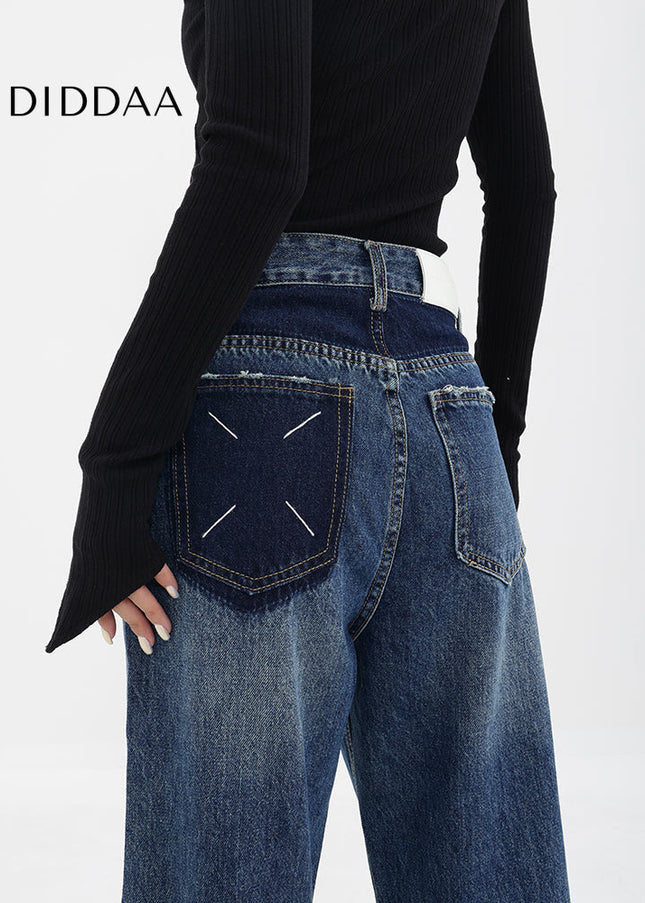 Retro Blue High Waist Wide Leg Casual Jeans - Women’s Jeans
