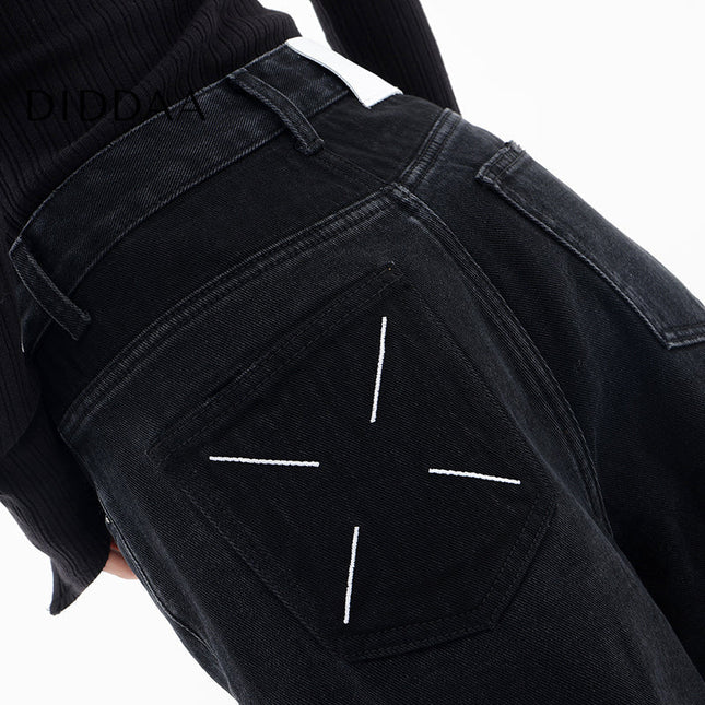 Retro Blue High Waist Wide Leg Casual Jeans - XS / Black - Women’s Jeans