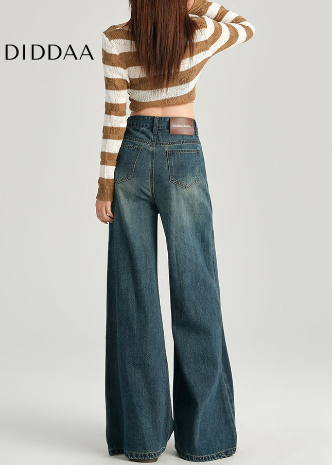 Retro Blue High-Waisted Straight Leg Jeans for Women - Women’s Jeans