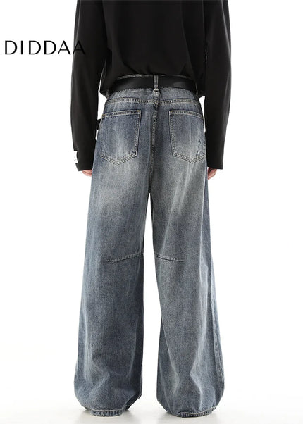 Retro Blue Loose Drape Wide Leg Jeans for Men - Men’s Jeans