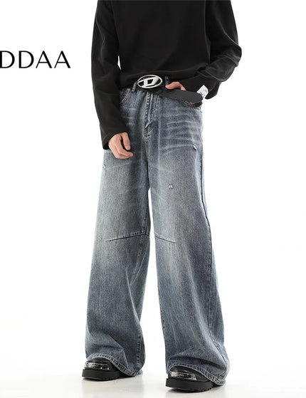 Retro Blue Loose Drape Wide Leg Jeans for Men - S / Blue - Men’s Jeans