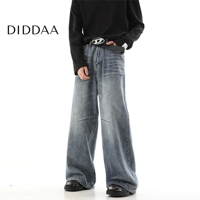 Retro Blue Loose Drape Wide Leg Jeans for Men - S / Blue - Men’s Jeans