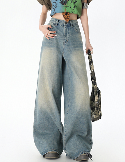 Retro Blue Loose Fit Straight Leg Jeans for Women - Women’s Jeans