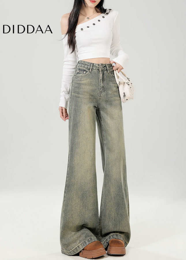 Retro Blue Loose Flared Women’s Wide-Leg Jeans - Women’s Jeans