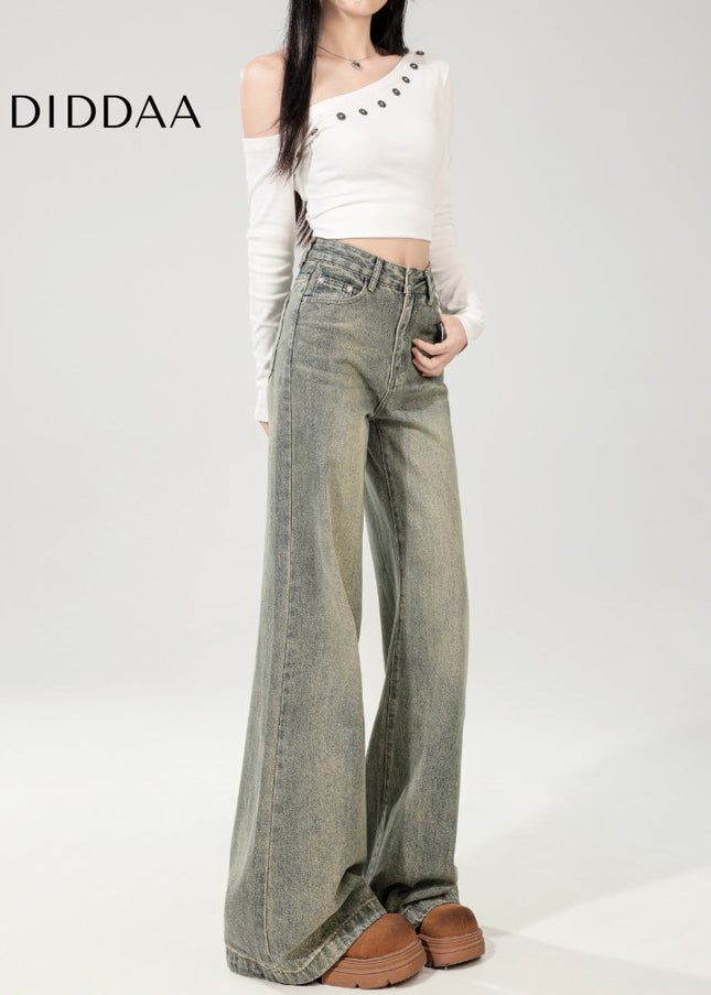 Retro Blue Loose Flared Women’s Wide-Leg Jeans - Women’s Jeans