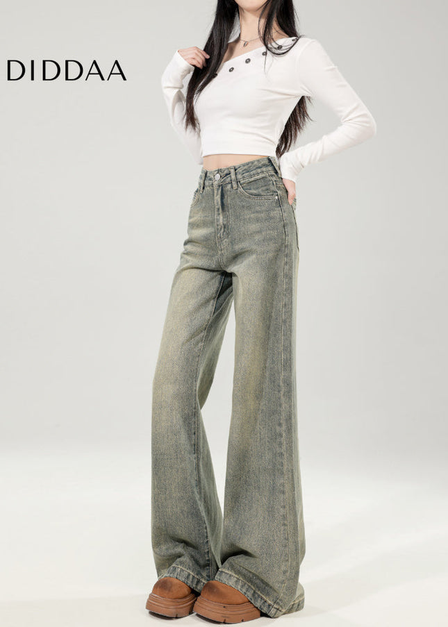 Retro Blue Loose Flared Women’s Wide-Leg Jeans - Women’s Jeans
