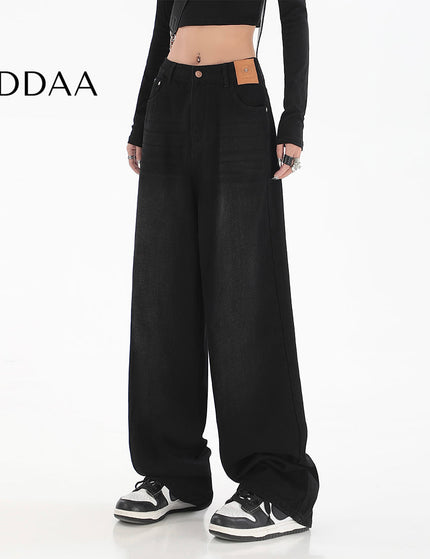 Retro Dark Blue High-Waisted Wide Leg Jeans - S / Black - Women’s Jeans