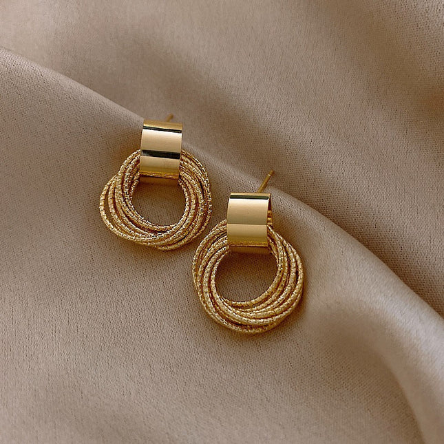 SOUVOIR 14K Gold Plated Earrings Retro Earrings | Gold Luxury Hoop Earrings