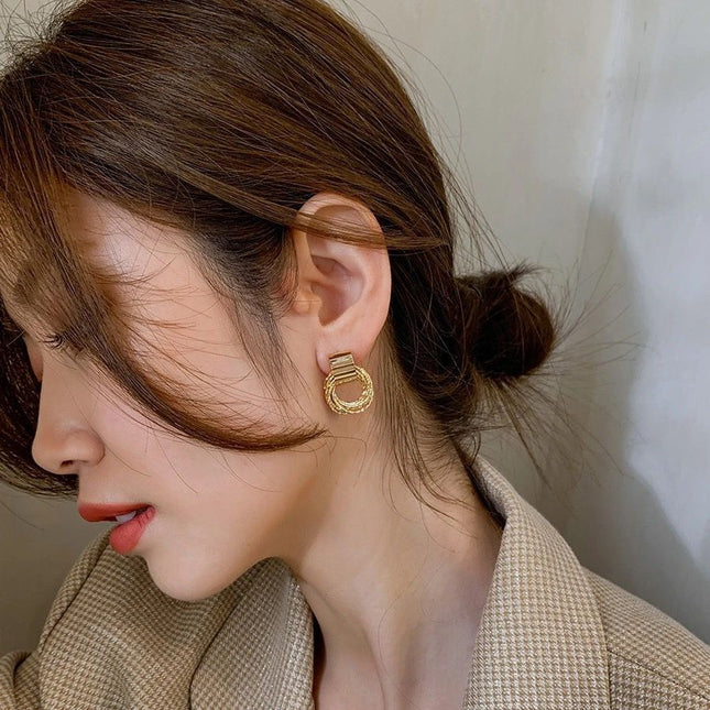 SOUVOIR 14K Gold Plated Earrings Retro Earrings | Gold Luxury Hoop Earrings