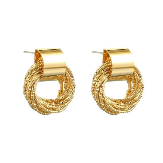 SOUVOIR 14K Gold Plated Earrings Retro Earrings | Gold Luxury Hoop Earrings