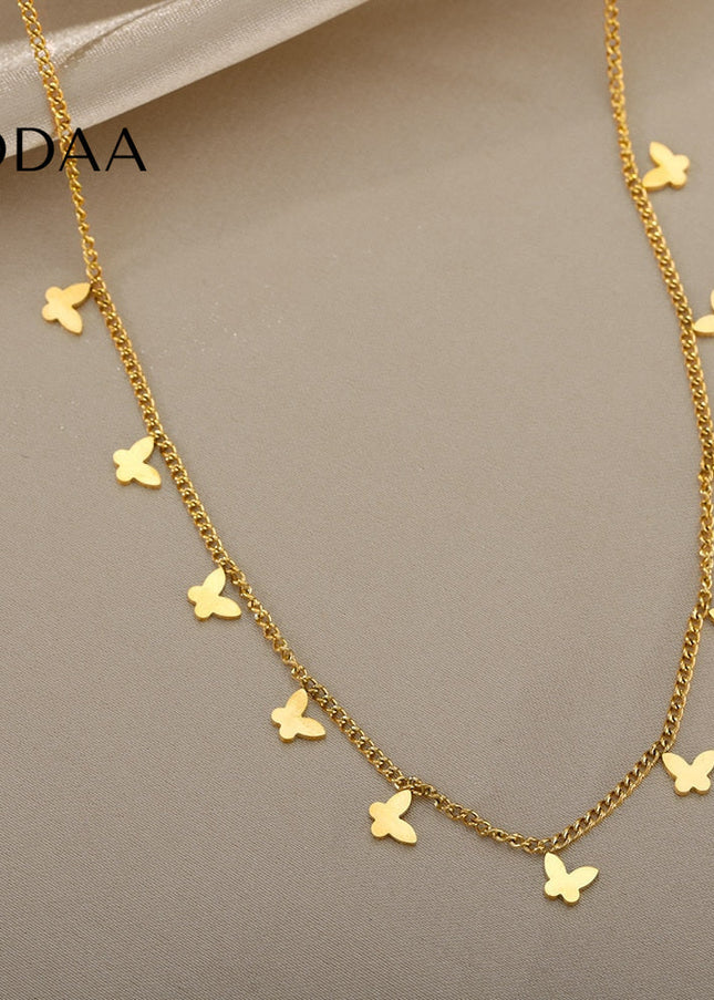 Revenir Necklace | Gold Butterfly Slim Chain - Gold - Necklaces
