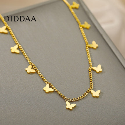 Revenir Necklace | Gold Butterfly Slim Chain - Gold - Necklaces