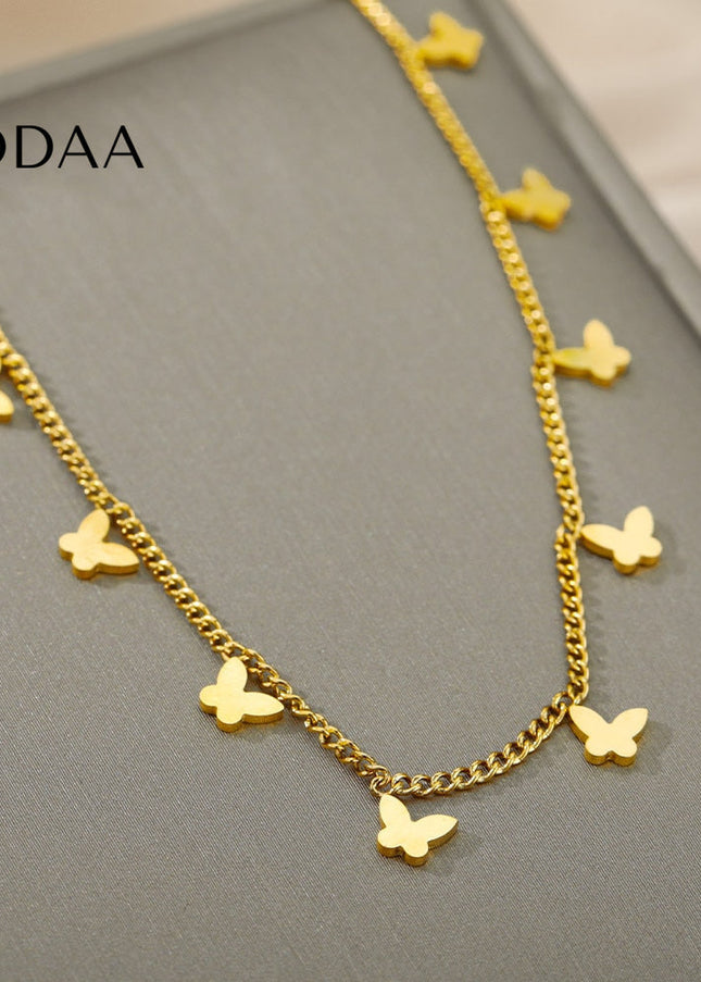 Revenir Necklace | Gold Butterfly Slim Chain - Gold - Necklaces