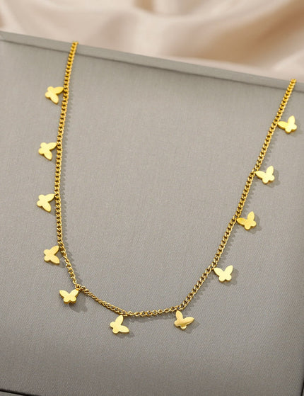 Revenir Necklace | Gold Butterfly Slim Chain - Gold - Necklaces