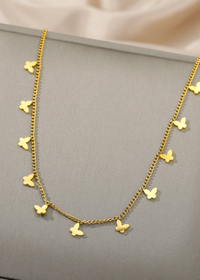 Revenir Necklace | Gold Butterfly Slim Chain - Gold - Necklaces