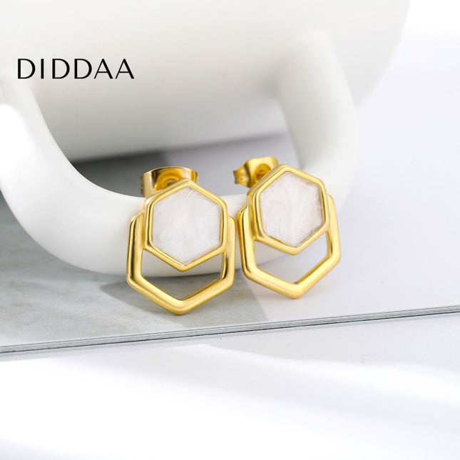 Reveuse Earrings | Gold Marble Stud Earrings - Earrings