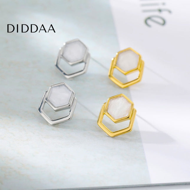 Reveuse Earrings | Gold Marble Stud Earrings - Silver - Earrings