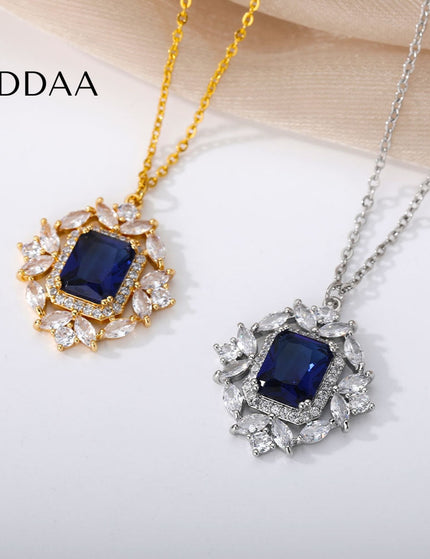 Rhinestone Pendant Necklace | Gold Pink Stone Zirconia Luxury Chain - Black / Gold - Necklaces