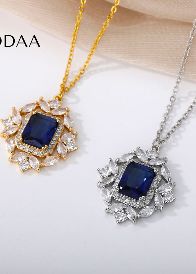 Rhinestone Pendant Necklace | Gold Pink Stone Zirconia Luxury Chain - Black / Gold - Necklaces