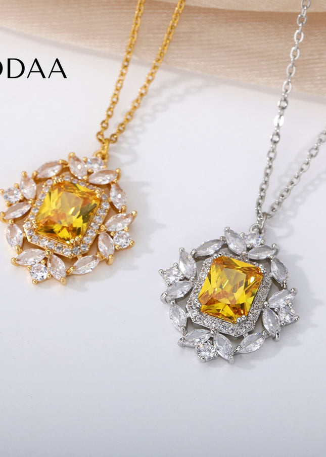 Rhinestone Pendant Necklace | Gold Pink Stone Zirconia Luxury Chain - Gold / Gold - Necklaces