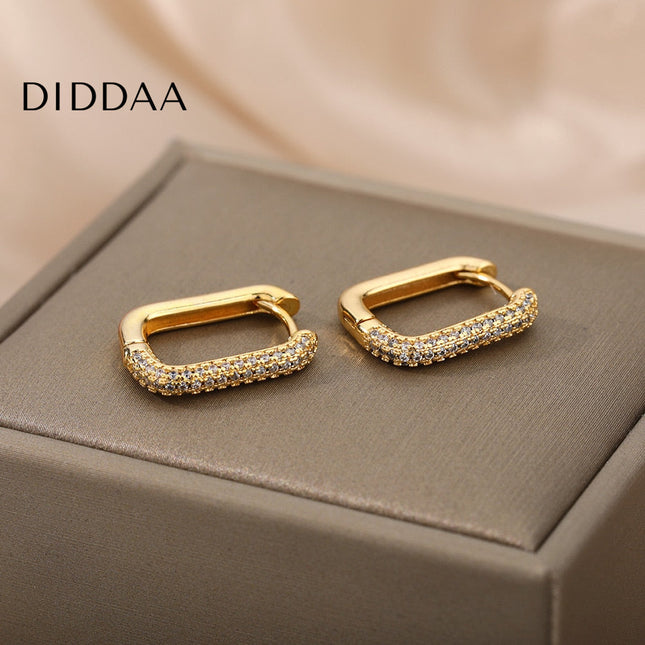 Rocco Earrings | Gold Zirconia Clip Cute Hoop Earrings - Earrings