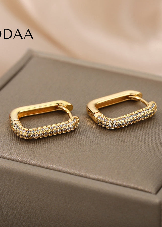 Rocco Earrings | Gold Zirconia Clip Cute Hoop Earrings - Earrings