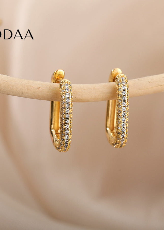 Rocco Earrings | Gold Zirconia Clip Cute Hoop Earrings - Earrings