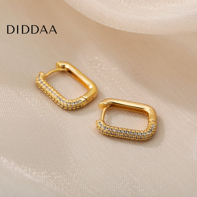 Rocco Earrings | Gold Zirconia Clip Cute Hoop Earrings - Earrings