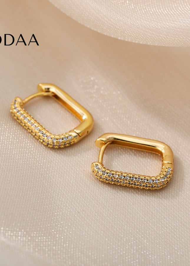 Rocco Earrings | Gold Zirconia Clip Cute Hoop Earrings - Earrings