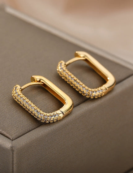 Rocco Earrings | Gold Zirconia Clip Cute Hoop Earrings - Gold - Earrings