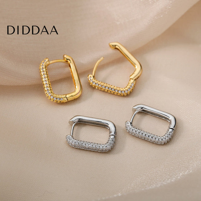 Rocco Earrings | Gold Zirconia Clip Cute Hoop Earrings - Silver - Earrings