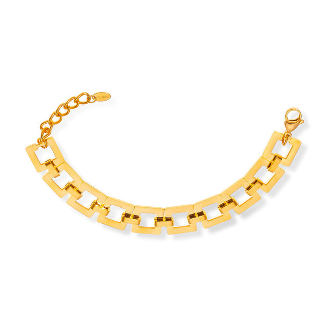 European and American niche fashion personality casual style jewelry, geometric hollow square card stitching, design sense titanium steel gold-plated bracelet