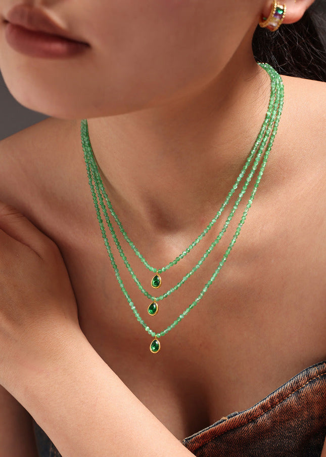 Mystery jewelry, natural stone, beads, emeralds, opal, water drops, pendants, stainless steel clavicles, national tide necklaces in stock