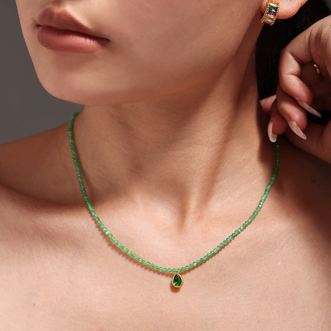 Mystery jewelry, natural stone, beads, emeralds, opal, water drops, pendants, stainless steel clavicles, national tide necklaces in stock